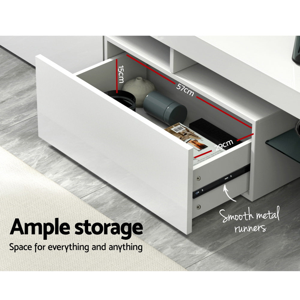 Artiss Entertainment Unit TV Cabinet LED 189cm White Elo - Cosy Abode