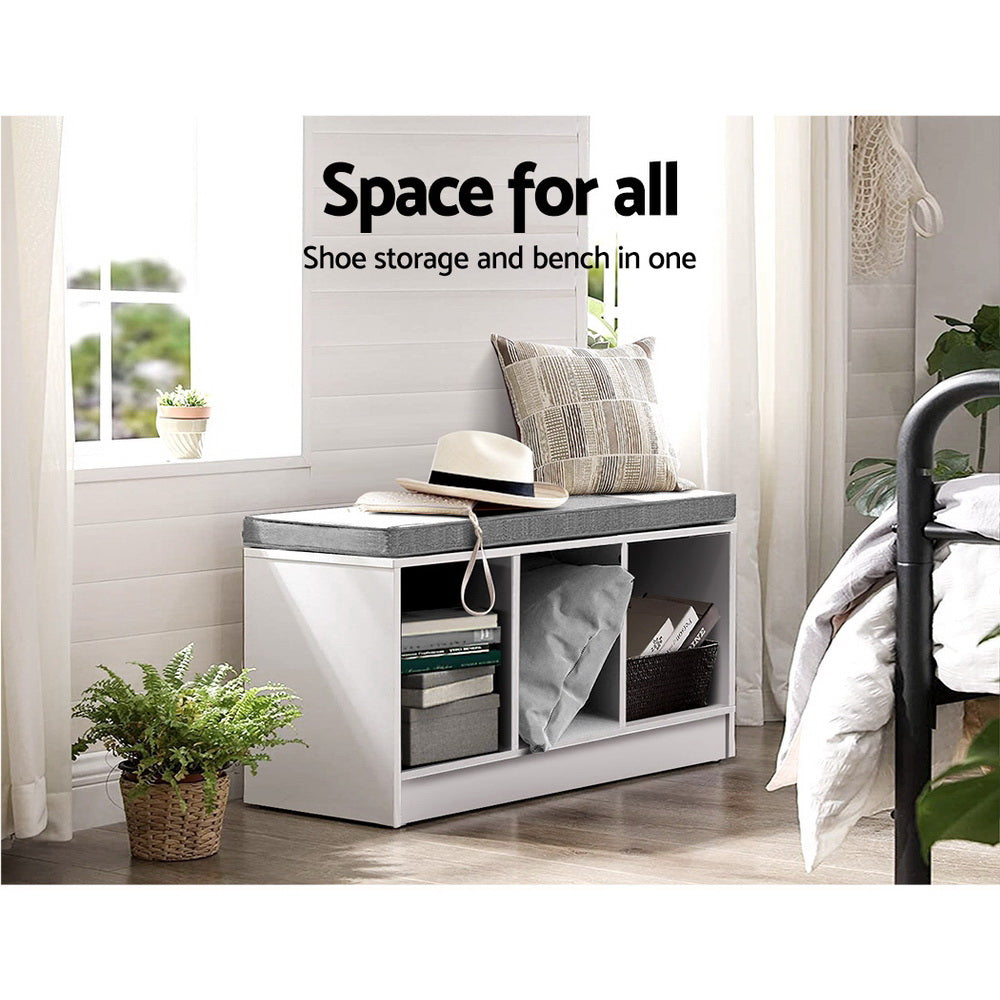 Artiss Shoe Rack Bench Shoe Cabinet White Zia - Cosy Abode