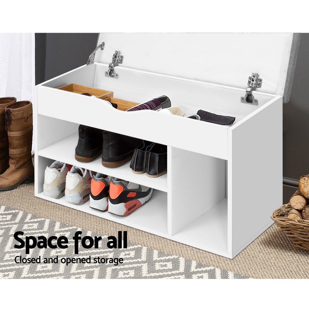 Artiss Shoe Rack Bench Shoe Cabinet White Allen - Cosy Abode