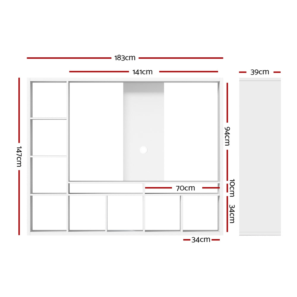 Artiss Entertainment Center Unit TV Stand TV Cabinet Open Shelves 183CM White - Cosy Abode