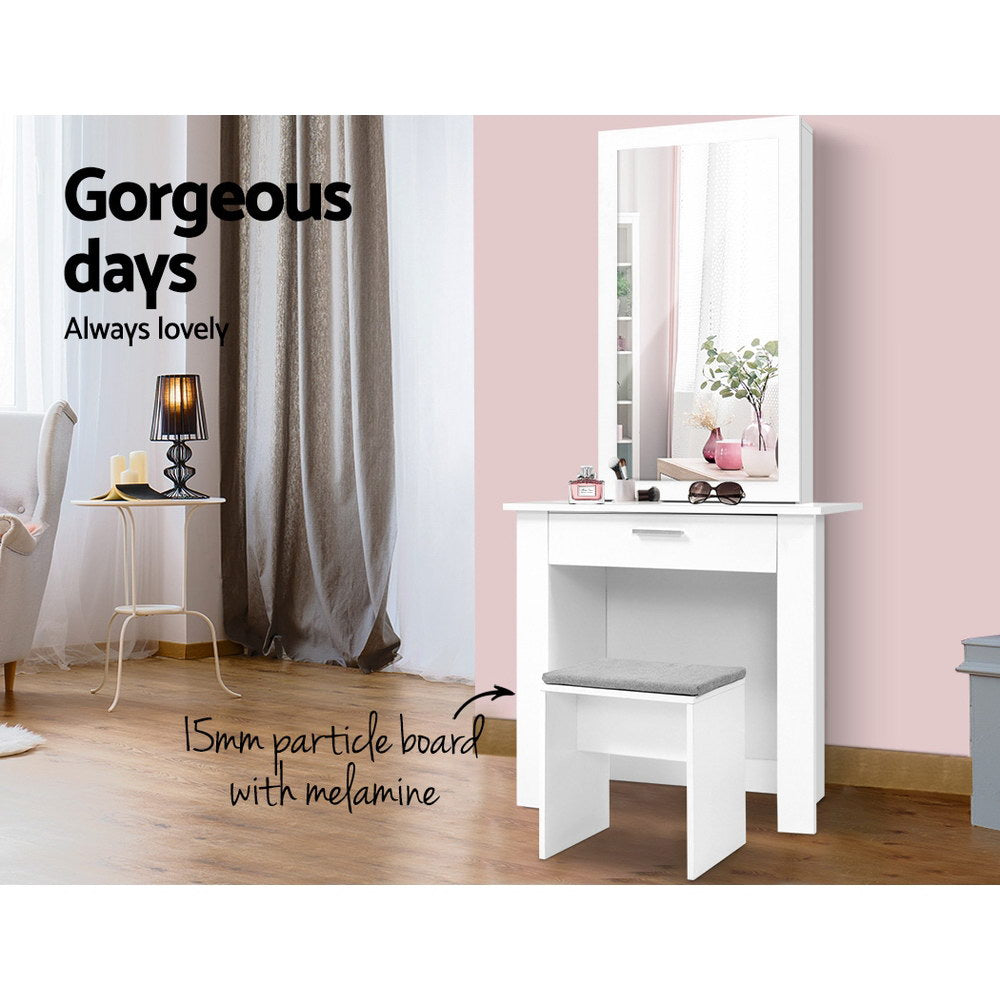 Artiss Dressing Table Stool Set Sliding Mirror White Demi - Cosy Abode