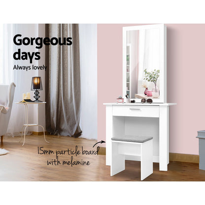 Artiss Dressing Table Stool Set Sliding Mirror White Demi - Cosy Abode