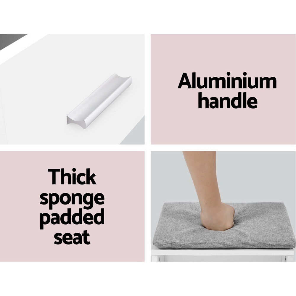 Artiss Dressing Table Stool Set Sliding Mirror White Demi - Cosy Abode