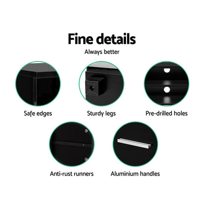 Artiss Entertainment Unit TV Cabinet 140cm Black Jim - Cosy Abode
