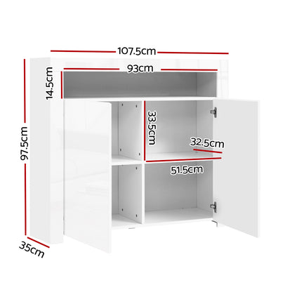 Artiss Buffet Sideboard LED - ARNO White - Cosy Abode