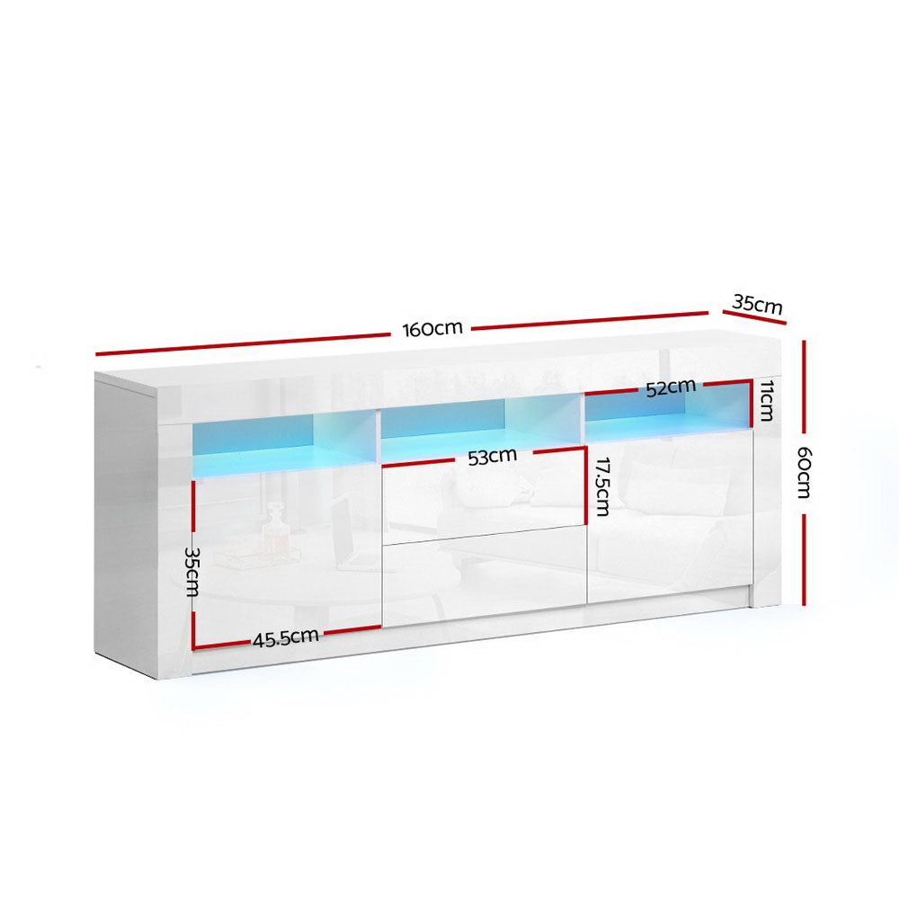 Artiss Entertainment Unit TV Cabinet LED 160cm White Anna - Cosy Abode