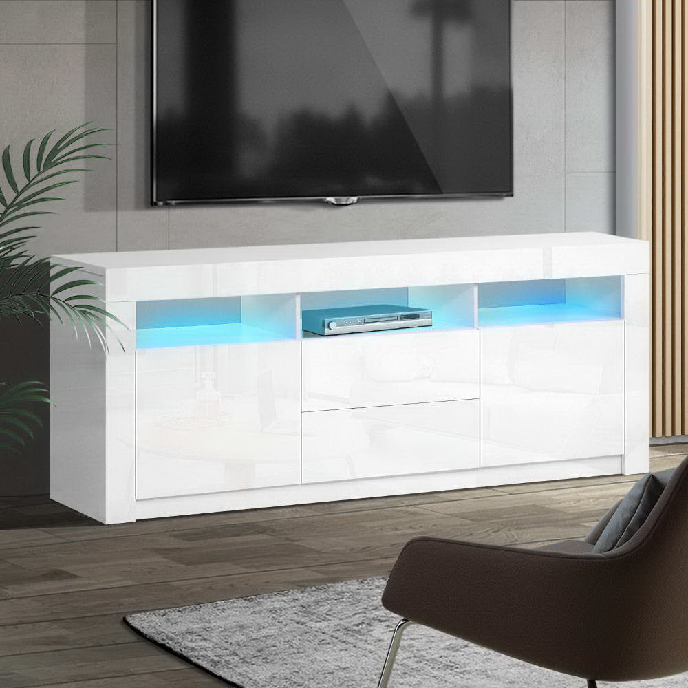 Artiss Entertainment Unit TV Cabinet LED 160cm White Anna - Cosy Abode
