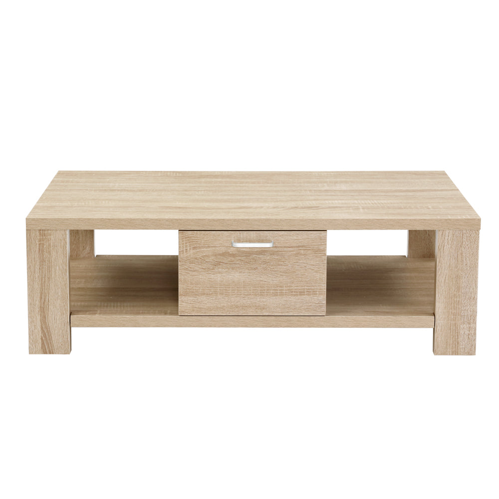 Artiss Coffee Table 1 Drawer Oak Maxi - Cosy Abode