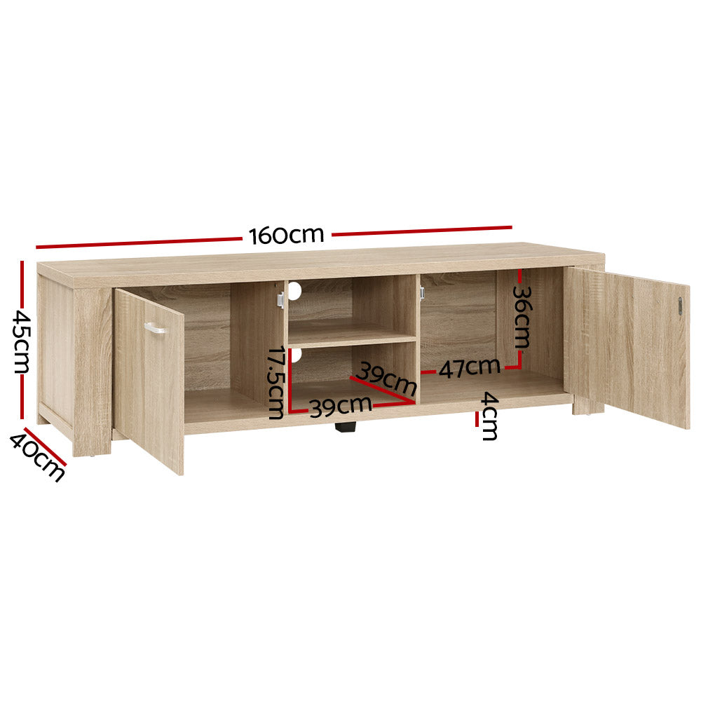 Artiss TV Cabinet Entertainment Unit 160cm Oak Maxi - Cosy Abode
