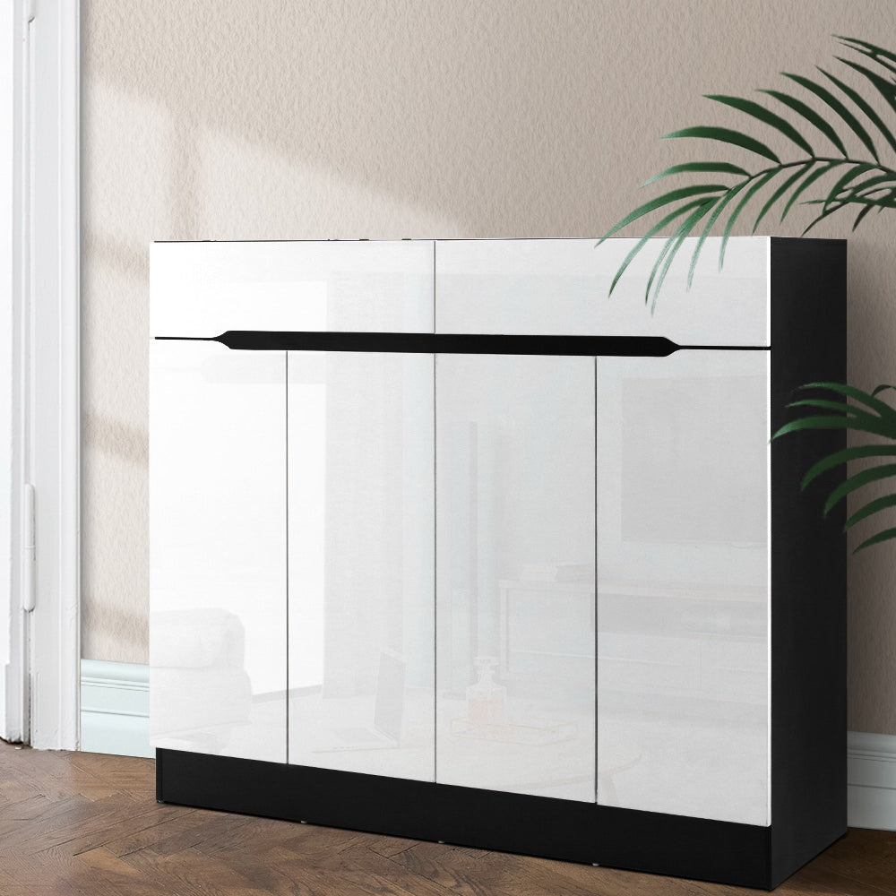 Artiss Shoe Rack Cabinet Storage 120cm w/ Drawer - White Lydia - Cosy Abode