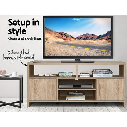 Artiss TV Cabinet Entertainment Unit 140cm Oak Ken - Cosy Abode