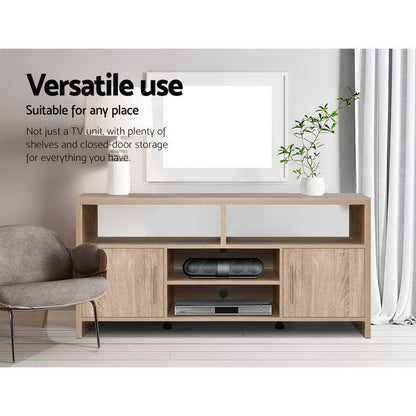 Artiss TV Cabinet Entertainment Unit 140cm Oak Ken - Cosy Abode