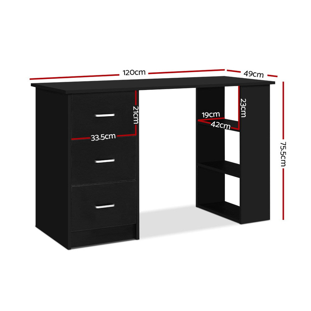 Artiss Computer Desk Drawer Shelf Cabinet Black 120CM - Cosy Abode
