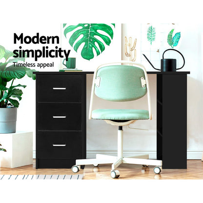 Artiss Computer Desk Drawer Shelf Cabinet Black 120CM - Cosy Abode