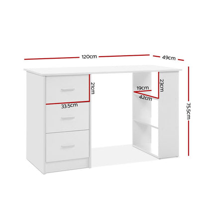 Artiss Computer Desk Drawer Shelf Cabinet White 120CM - Cosy Abode
