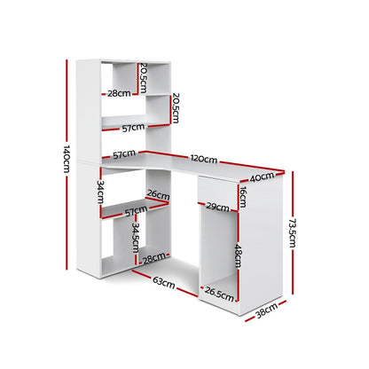 Artiss Computer Desk Bookshelf Drawer Cabinet White 120CM - Cosy Abode