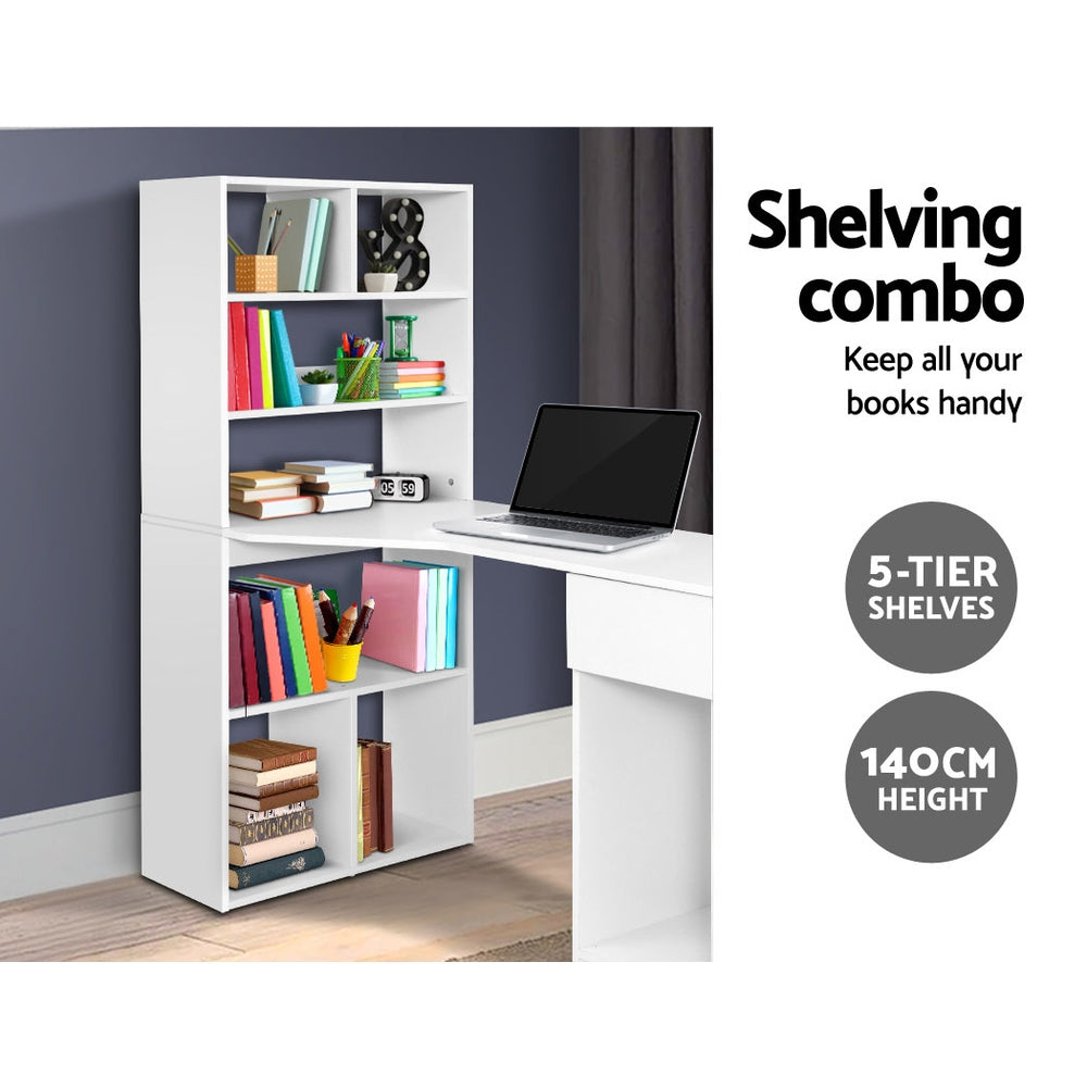 Artiss Computer Desk Bookshelf Drawer Cabinet White 120CM - Cosy Abode