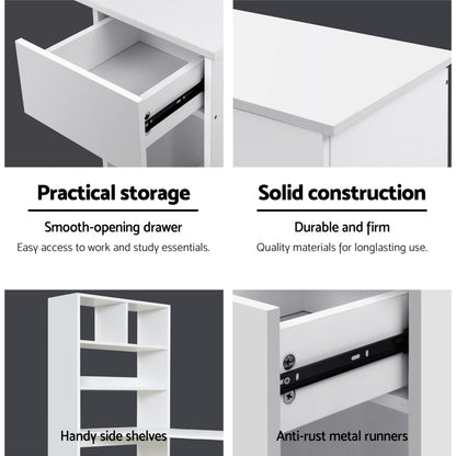 Artiss Computer Desk Bookshelf Drawer Cabinet White 120CM - Cosy Abode