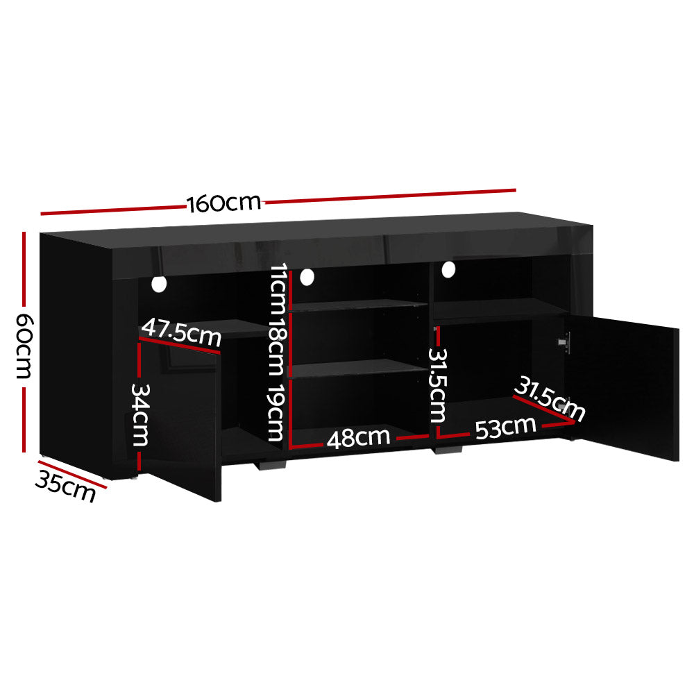 Artiss Entertainment Unit TV Cabinet LED 160cm Black Bobi - Cosy Abode