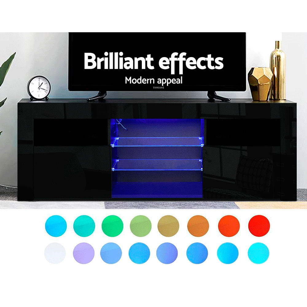 Artiss Entertainment Unit TV Cabinet LED 160cm Black Bobi - Cosy Abode