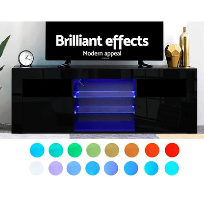 Artiss Entertainment Unit TV Cabinet LED 160cm Black Bobi - Cosy Abode