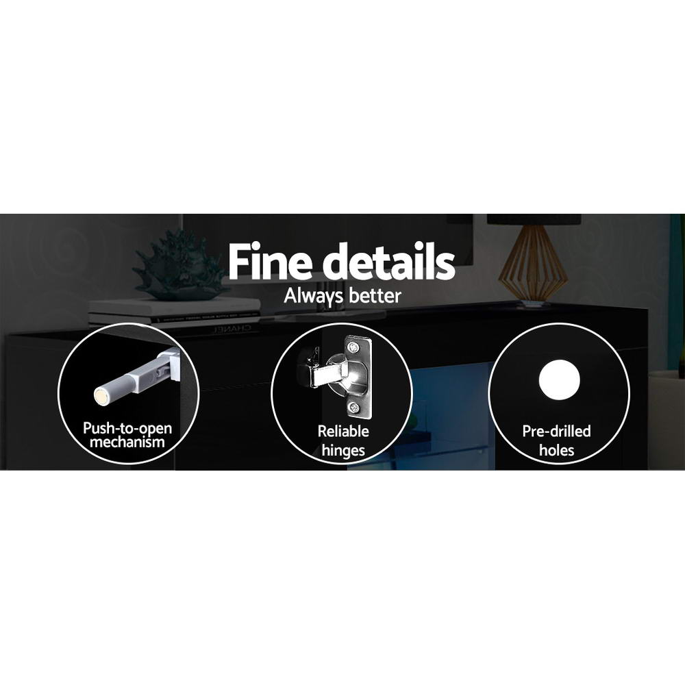 Artiss Entertainment Unit TV Cabinet LED 160cm Black Bobi - Cosy Abode