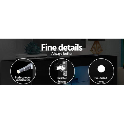 Artiss Entertainment Unit TV Cabinet LED 160cm Black Bobi - Cosy Abode