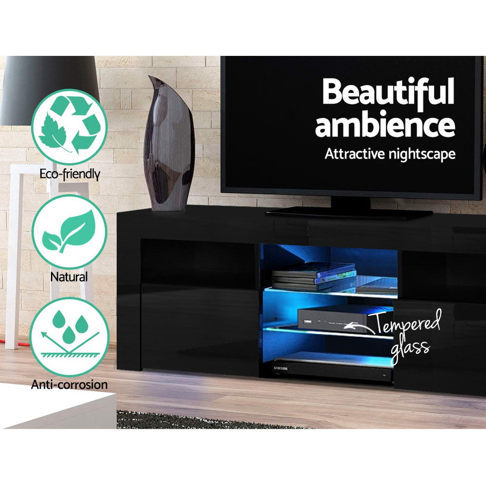 Artiss Entertainment Unit TV Cabinet LED 160cm Black Bobi - Cosy Abode