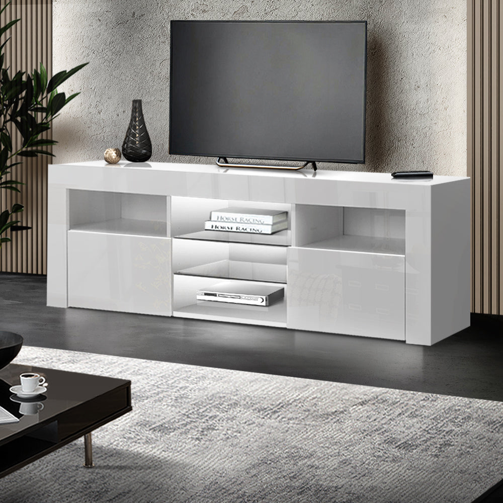 Artiss Entertainment Unit TV Cabinet LED 160cm White Bobi - Cosy Abode