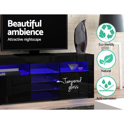 Artiss Entertainment Unit TV Cabinet LED 180cm Black Bobi - Cosy Abode