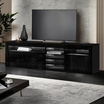 Artiss Entertainment Unit TV Cabinet LED 180cm Black Bobi - Cosy Abode