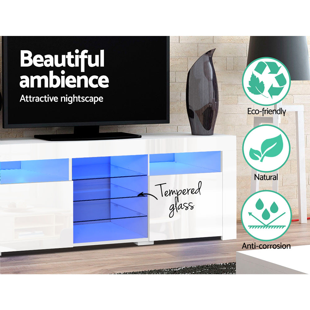 Artiss Entertainment Unit TV Cabinet LED 180cm White Bobi - Cosy Abode