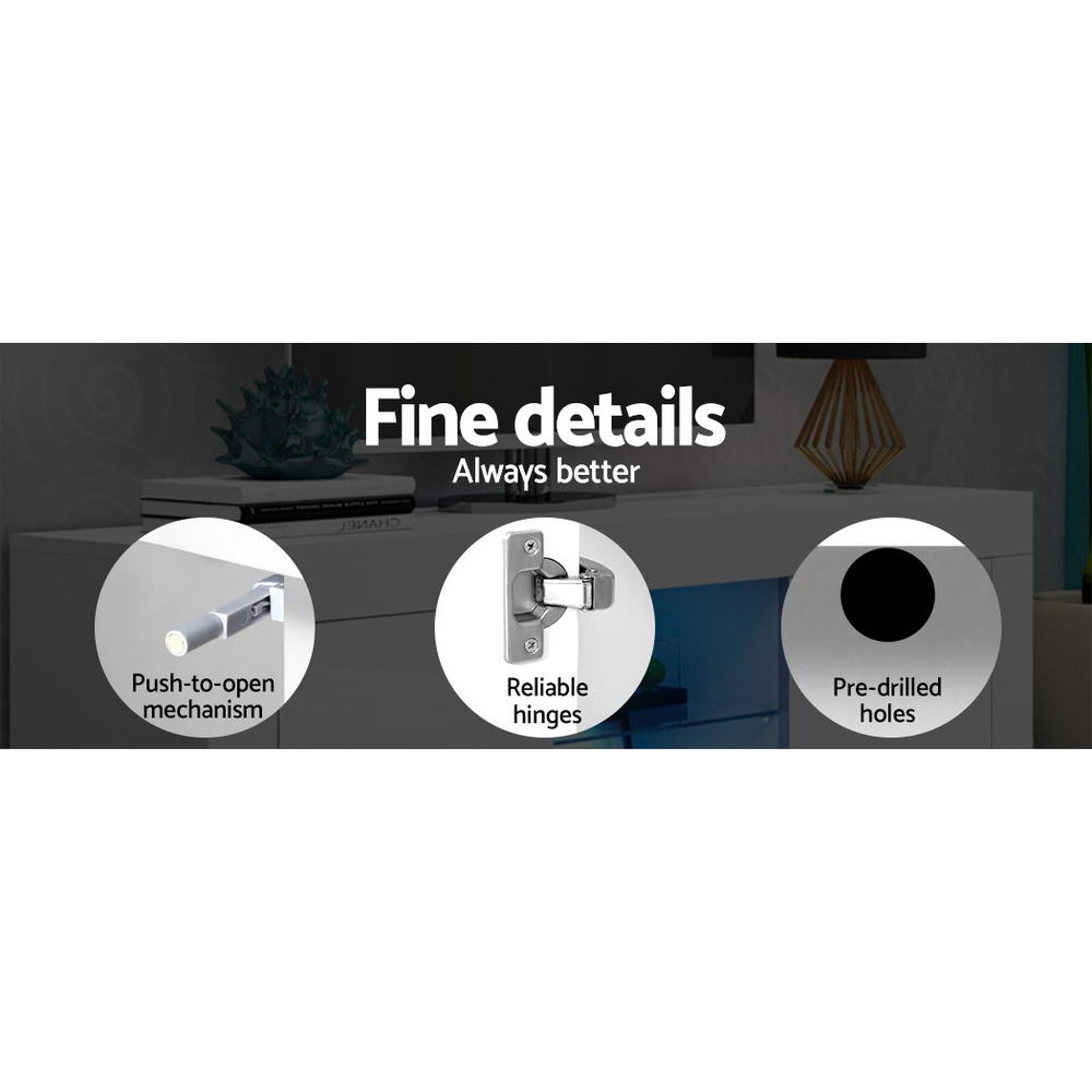 Artiss Entertainment Unit TV Cabinet LED 180cm White Bobi - Cosy Abode