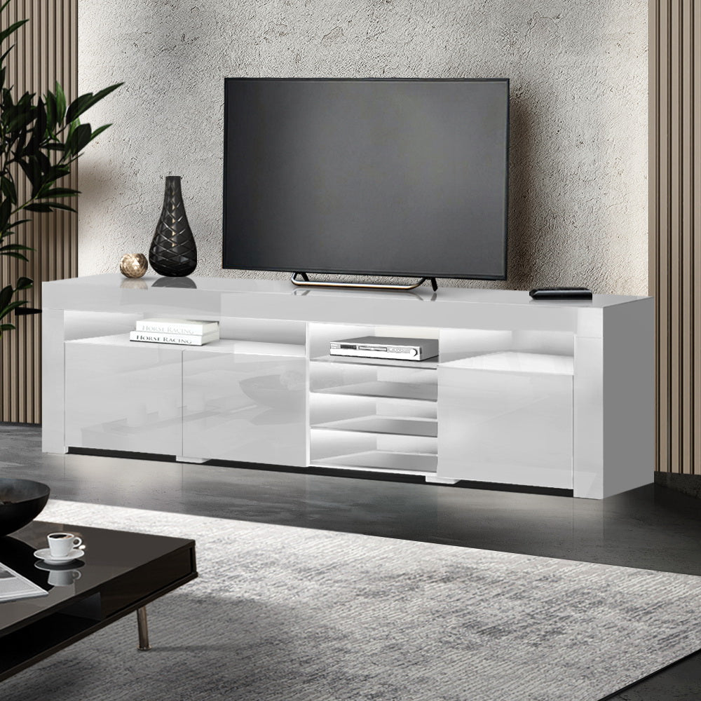 Artiss Entertainment Unit TV Cabinet LED 180cm White Bobi - Cosy Abode