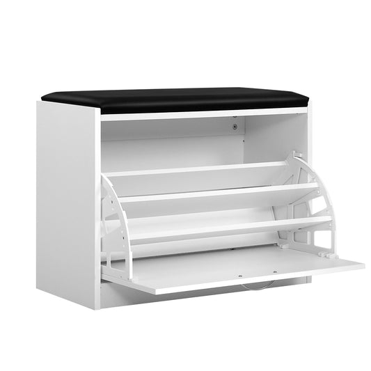 Artiss Shoe Rack Bench Shoe Cabinet 15 Pairs White Kyla - Cosy Abode