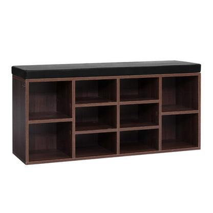 Artiss Shoe Rack Cabinet Bench 10 Cubes - Walnut - Cosy Abode