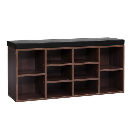 Artiss Shoe Rack Cabinet Bench 10 Cubes - Walnut - Cosy Abode