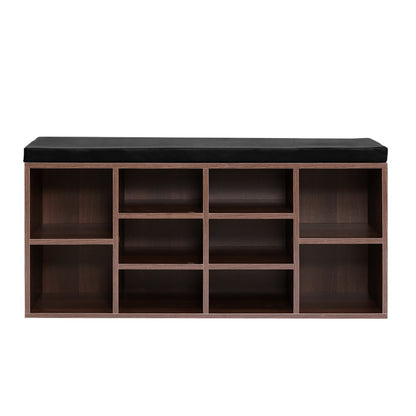 Artiss Shoe Rack Cabinet Bench 10 Cubes - Walnut - Cosy Abode