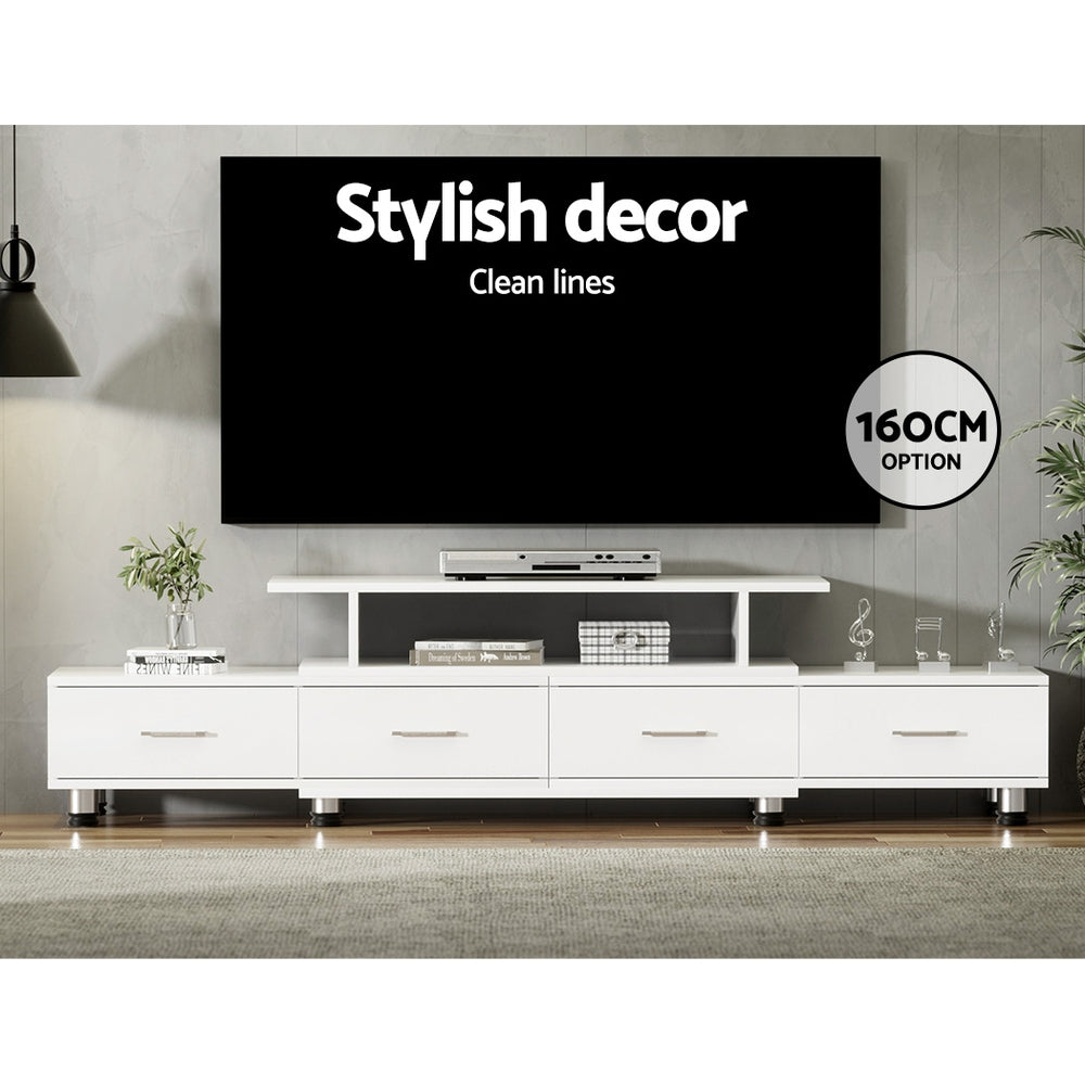 Artiss TV Cabinet Entertainment Unit Extendable 160CM To 220CM White - Cosy Abode