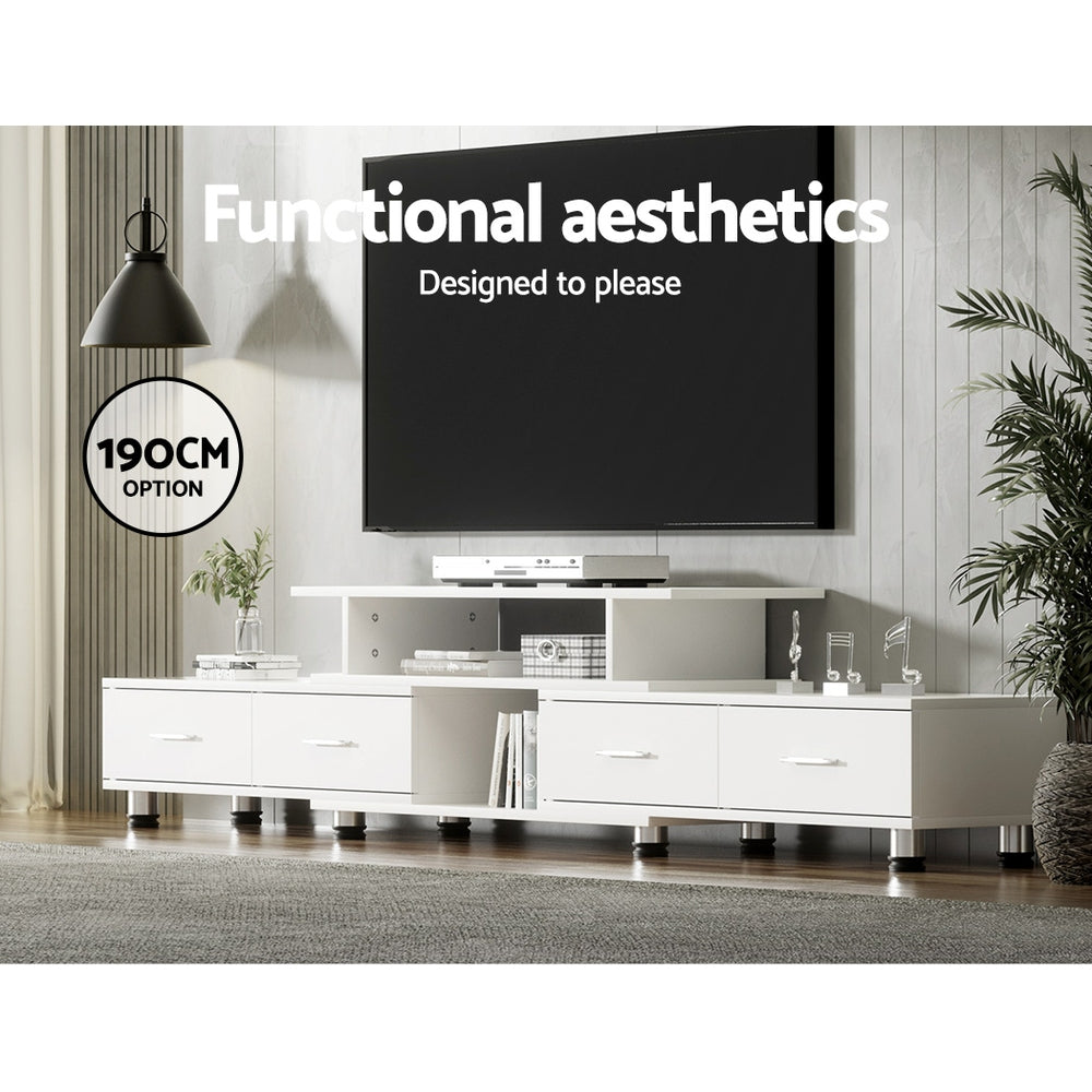Artiss TV Cabinet Entertainment Unit Extendable 160CM To 220CM White - Cosy Abode