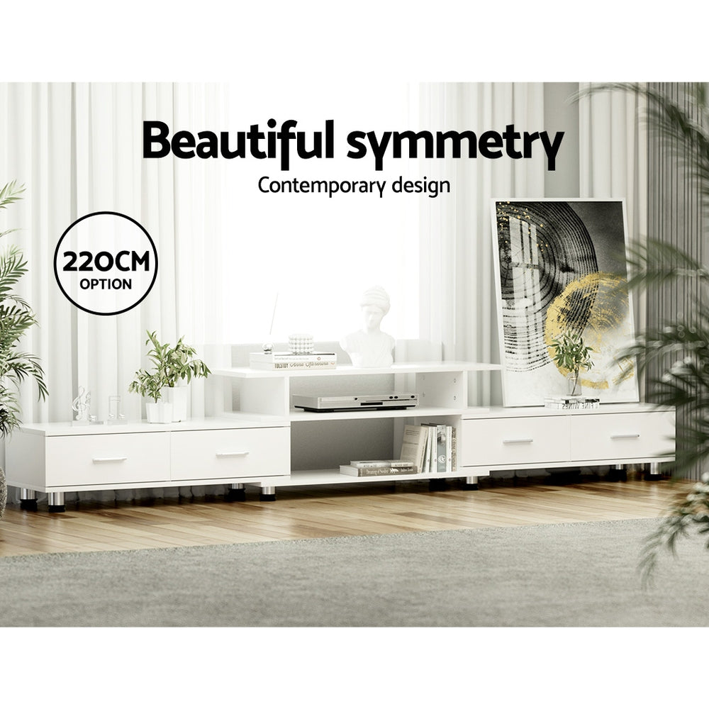 Artiss TV Cabinet Entertainment Unit Extendable 160CM To 220CM White - Cosy Abode