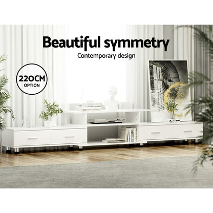 Artiss TV Cabinet Entertainment Unit Extendable 160CM To 220CM White - Cosy Abode