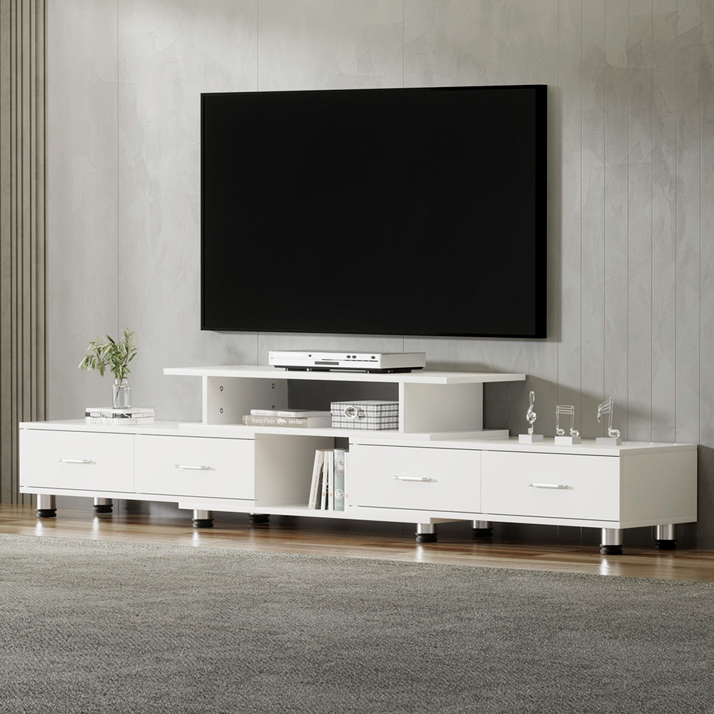 Artiss TV Cabinet Entertainment Unit Extendable 160CM To 220CM White - Cosy Abode