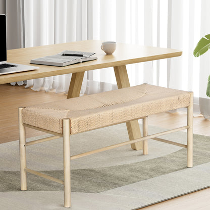 Artiss Dining Bench Paper Rope Seat Wooden Chair 100cm - Cosy Abode