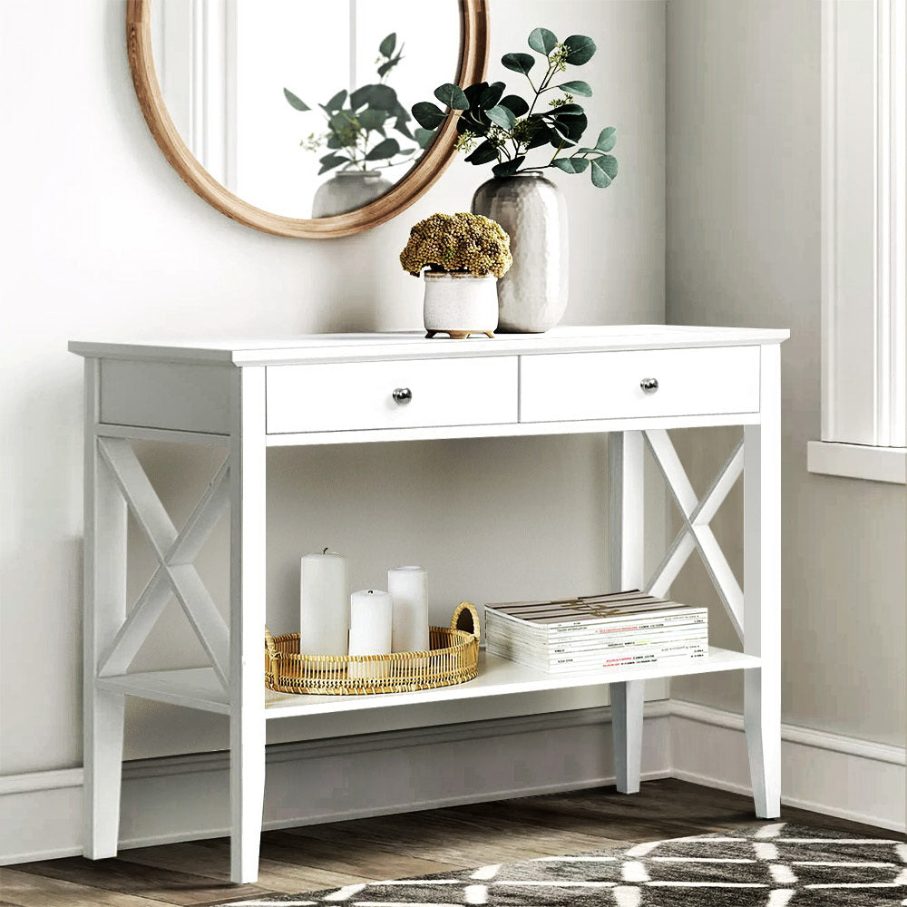 Artiss Console Table 2 Drawers 100CM White Chole - Cosy Abode