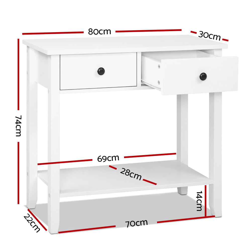 Artiss Console Table 2 Drawers 80CM White Chole - Cosy Abode