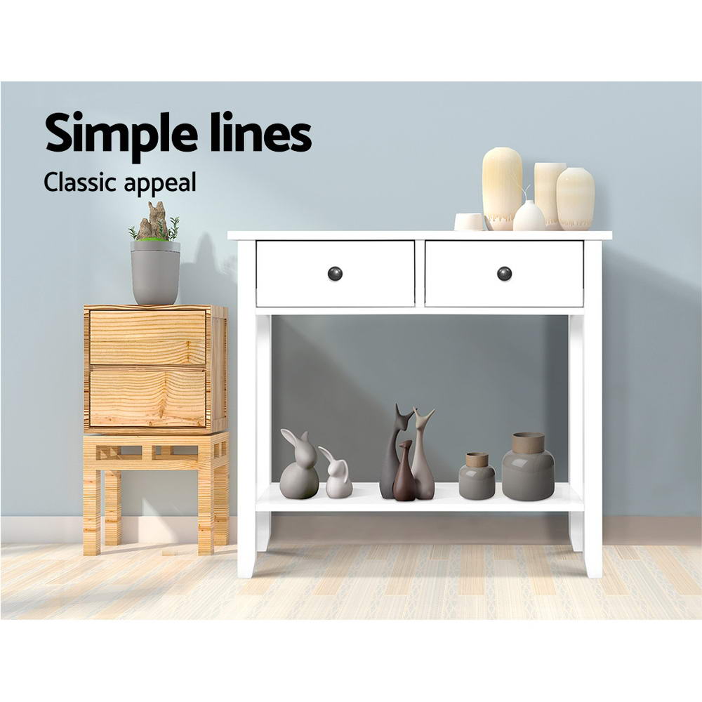 Artiss Console Table 2 Drawers 80CM White Chole - Cosy Abode