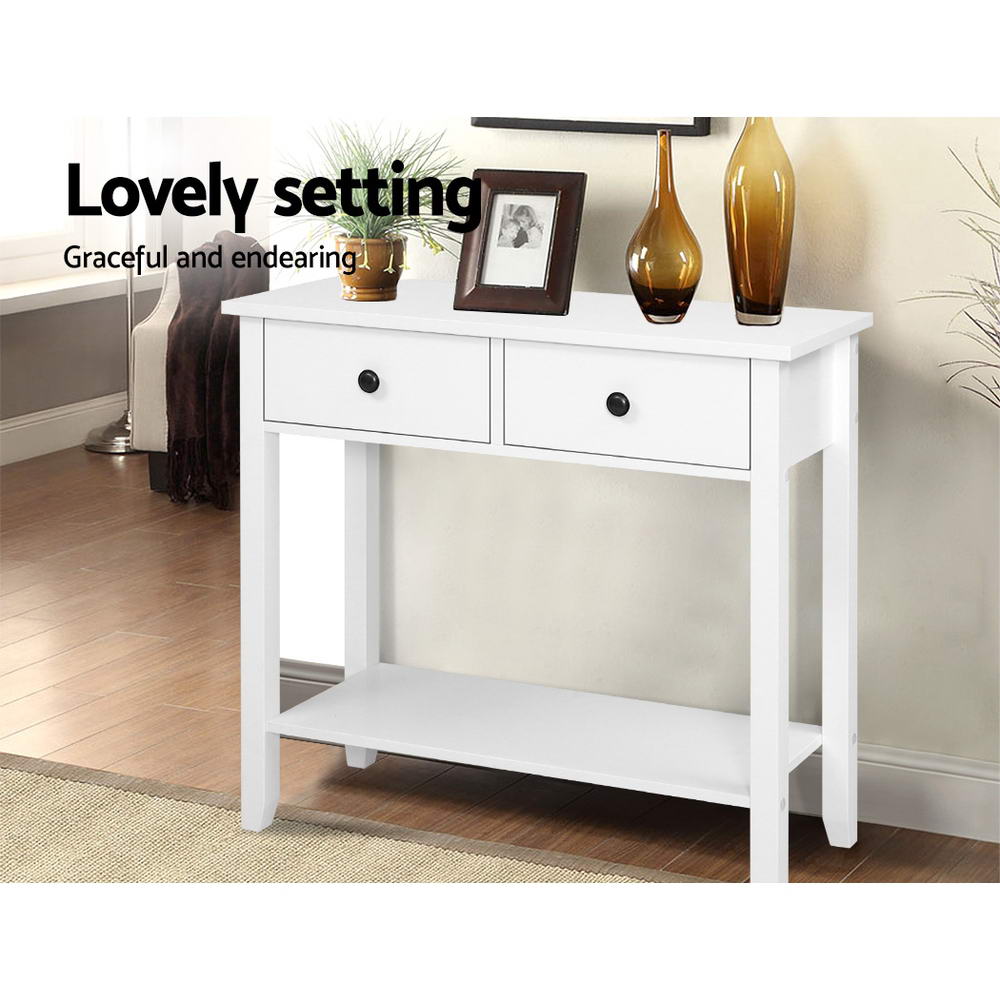 Artiss Console Table 2 Drawers 80CM White Chole - Cosy Abode