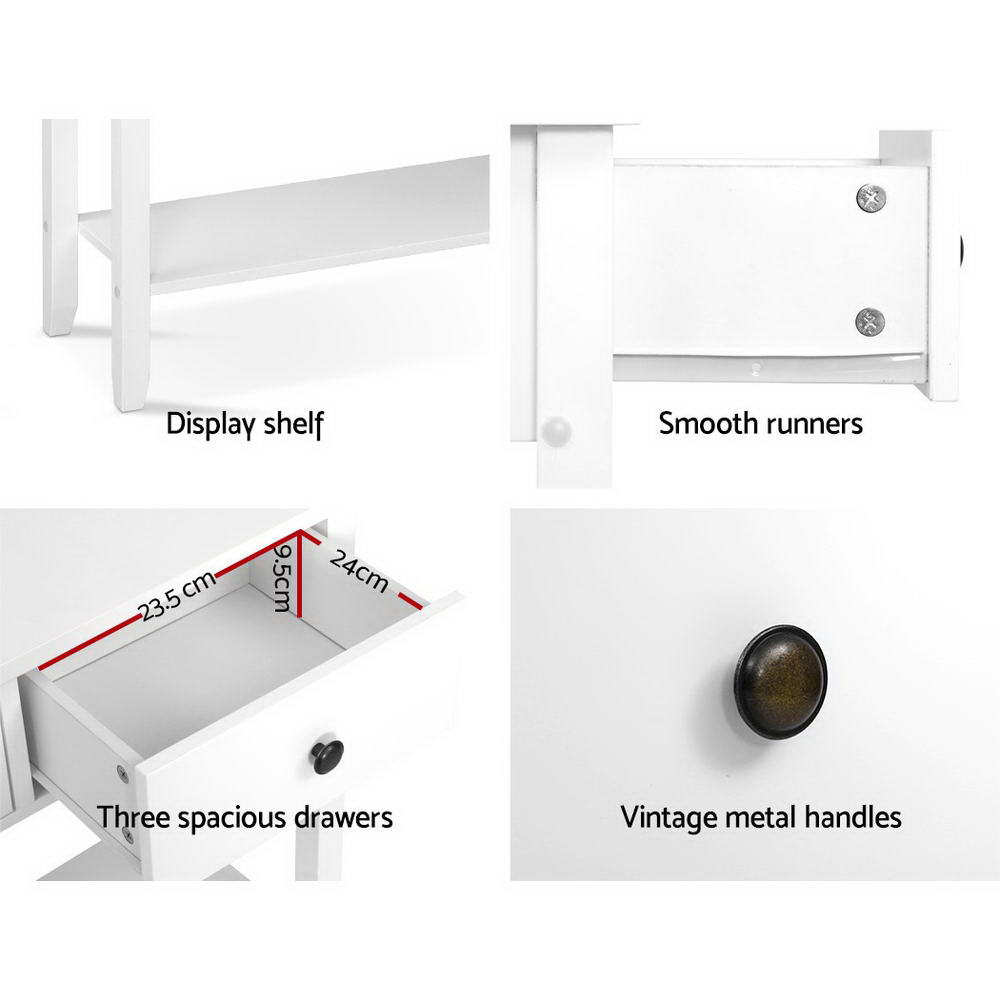 Artiss Console Table 3 Drawers 100CM White Chole - Cosy Abode