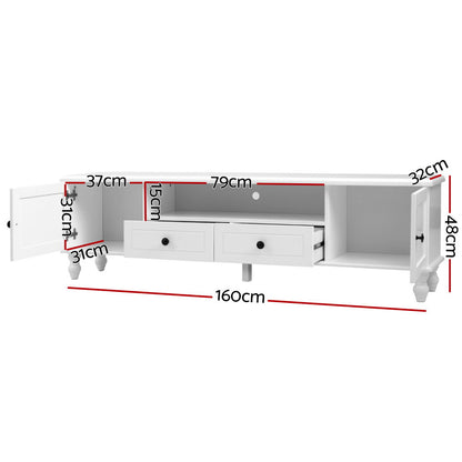 Artiss TV Cabinet Entertainment Unit 160cm White Kubi - Cosy Abode